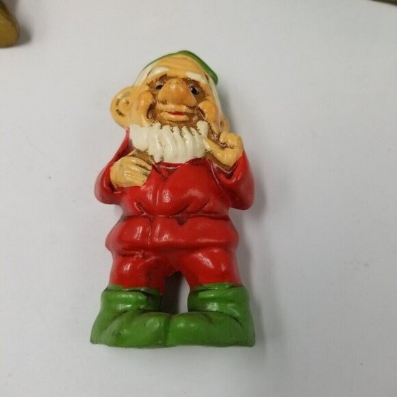 Elves Troll Gnomes Knit Caps Green Red Blue Figurines Hand Made Set 4 - Picture 6 of 10